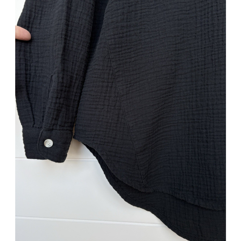 J Jill 100% Cotton Gauze Button Front Tunic Shirt Long Sleeves Black M Petite - Picture 9 of 13